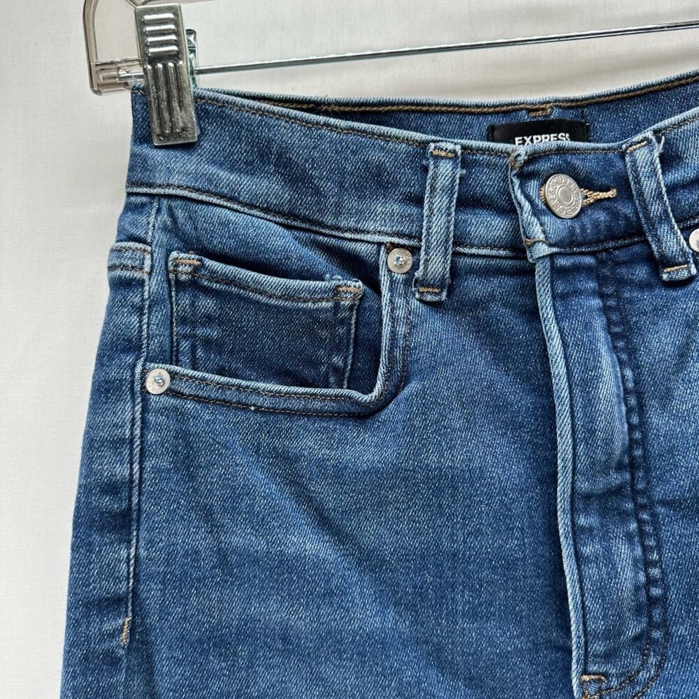 Express Slim Ankle Super High Rise Jeans Size 2/R Stretch Denim Medium Blue Wash - Picture 8 of 13
